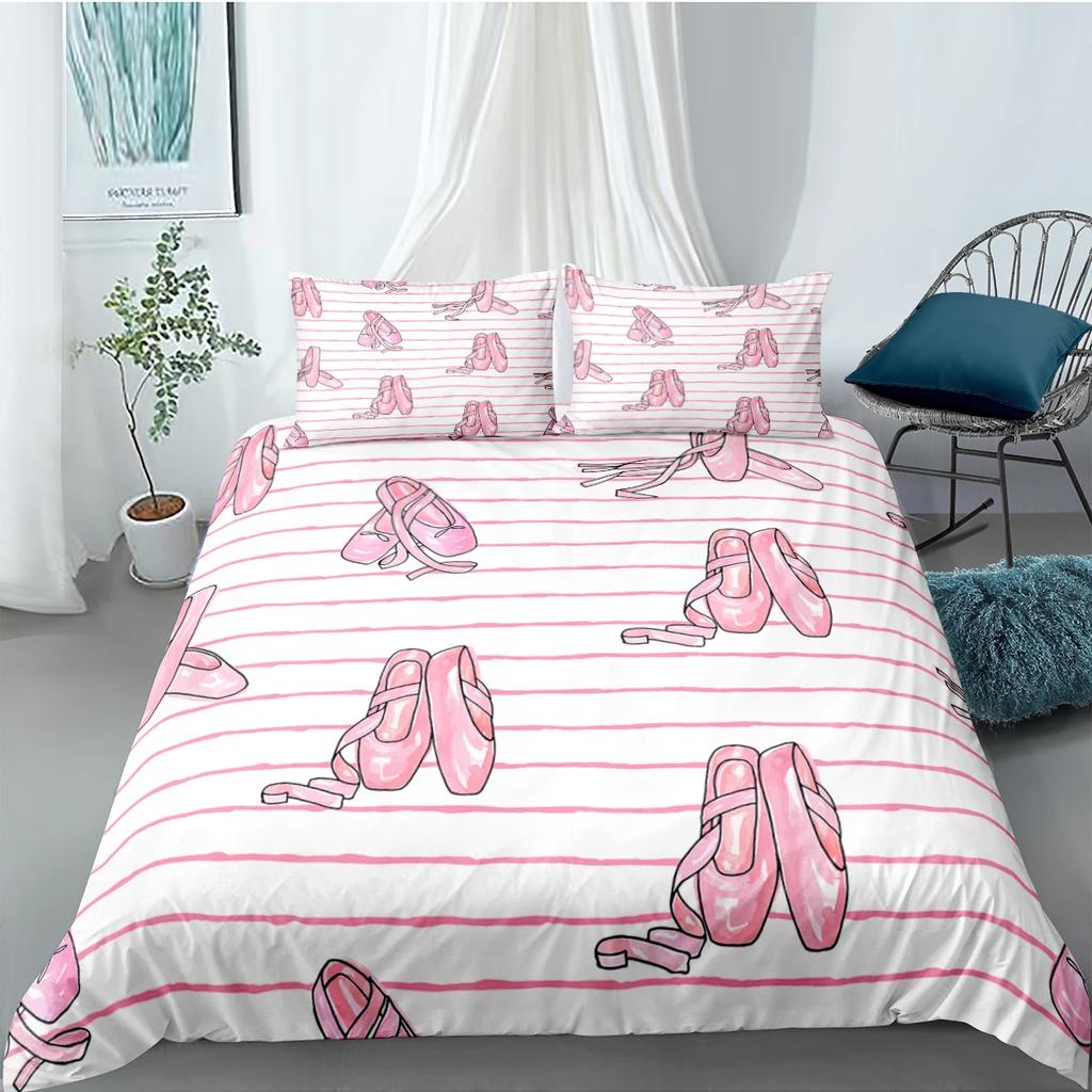 Ballet Dancing Girls Duvet Cover Lovely Little Ballerinas Girl Bedding Set 135 Pink Quilt Cover Princess Bed Single HomeTextiles