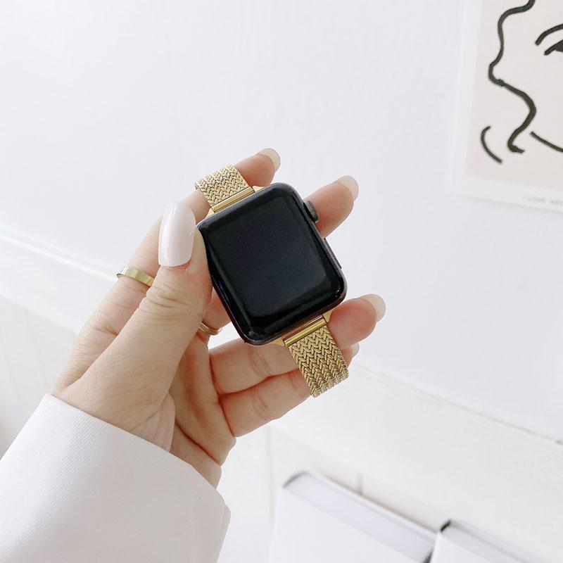 Ремешок Matel для Apple Watch Band 7, 41 мм, 45 мм, 49 мм, тонкий ремешок с миланской петлей для женщин, ремешок для iwatch 8, 7, 6, 5 se 4, 3, 2, браслет 38 мм, 40 мм