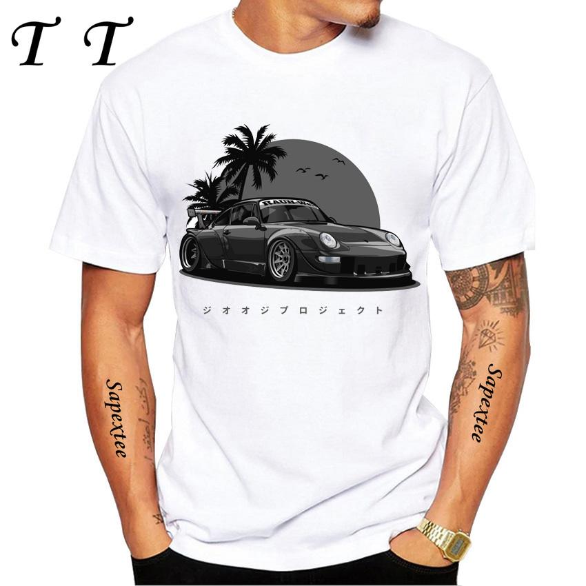 New Summer Men Short Sleeve RWB 997 Manga Style It All Starts With A Dream Car Classic T-Shirt Hip Hop Boy White Casual Tees