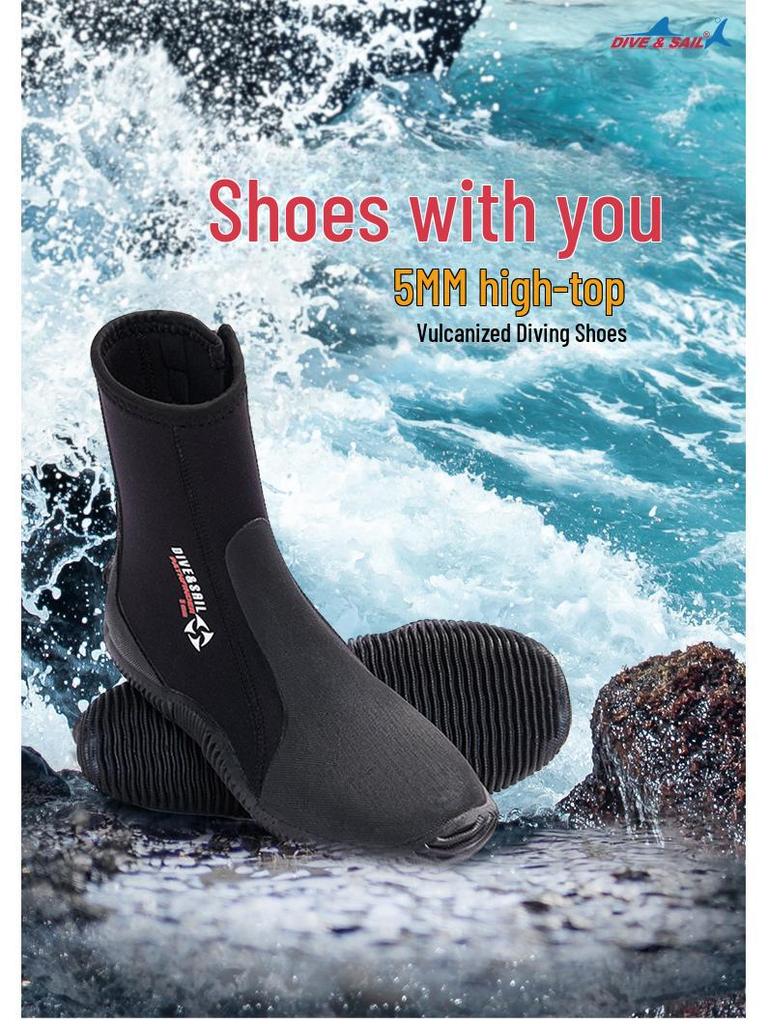 DIVE&SAIL 5MM высокие нескользящие ботинки для дайвинга для серфинга и изучения рек