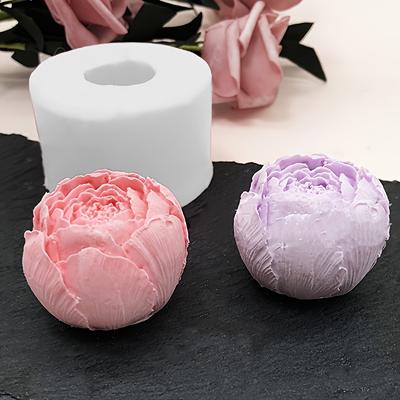 1 Силиконовая форма - 3D дизайн пиона и розы, Подходит для ароматерапевтических свечей, диффузорных камней и изготовления мыла ручной работы