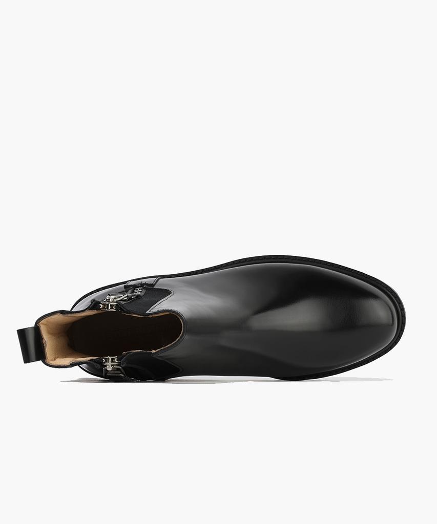 Firenze Atelier [Vibram] Zipper Detail Full Grain Round Toe Chelsea 9770 [Black Box]