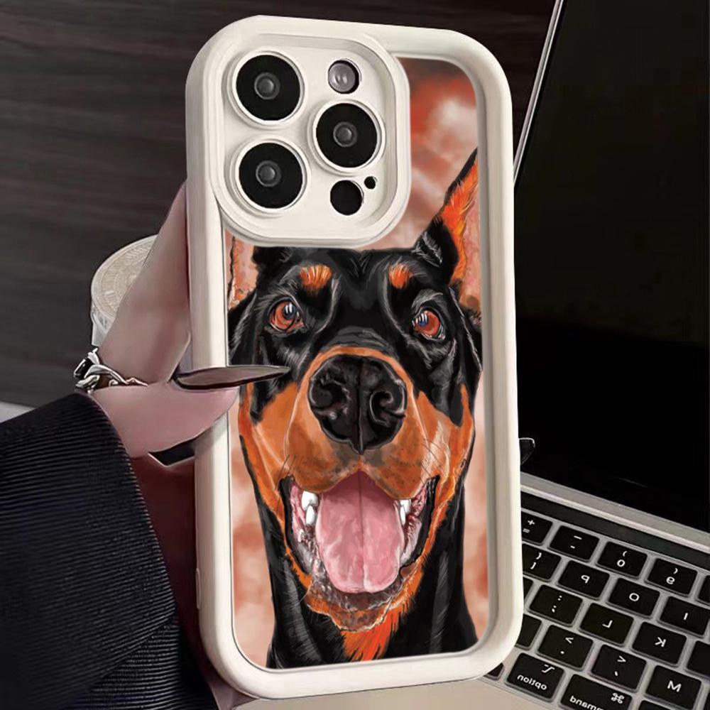 Мягкий чехол из ТПУ с ангельскими глазками для Samsung A10 A30 A50 A13 A23 A53 A14 A24 A34 A54 A15 A25 A35 A55 S20 S23 FE S24 Ultra Ae52 Animal Dog Doberman art