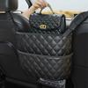 Dual Pocket Design Car Seat Storage Bag Embroidery PU Leather Hanging Organizer Between Back Seats