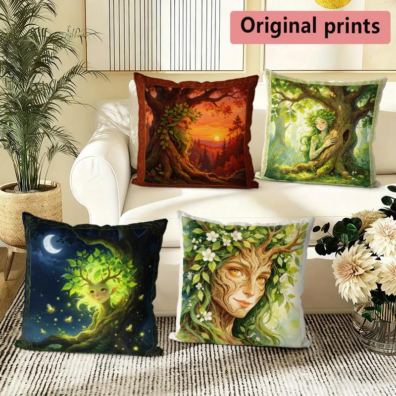 Forest Spirit Tree Of Life Throw Pillow Covers Pattern Cushion Cover Suitable For Sofa Bedroom Car Pillow Cover