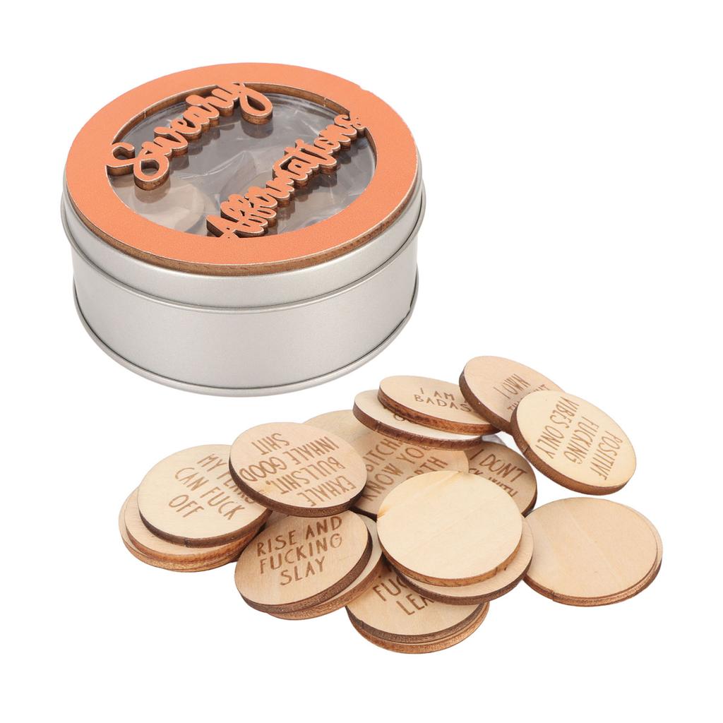 22pcs Mini Sweary Affirmation Discs Humorous Regulate Emotions Wooden Positive Affirmation Chips