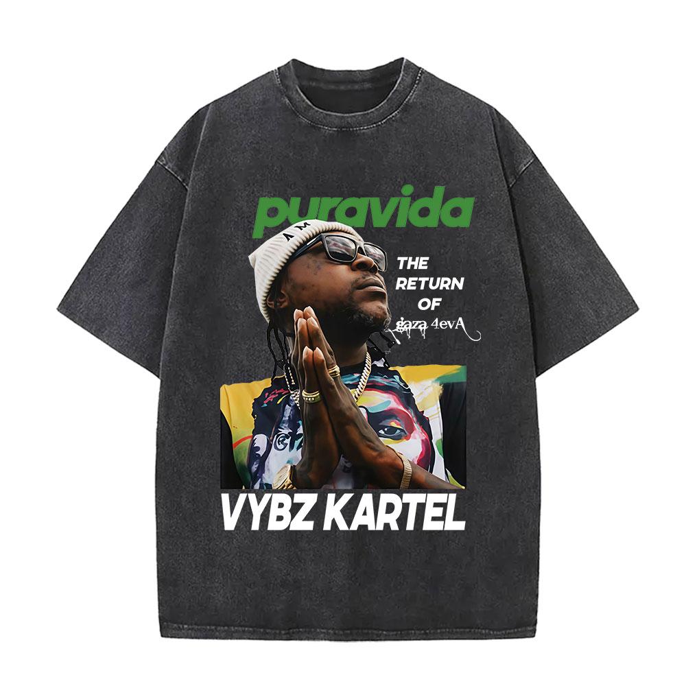 Vintage Washed Vybz Kartel World Tour 2025 Merch T Shirt Mens Gothic Hip Hop Oversized Tshirts 100 Cotton Tshirt Streetwear