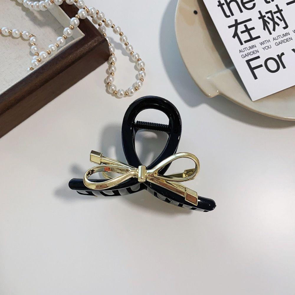 Acrylic Metal Bow Claw Clip Korean Style Bow Crab Clip Cute Bow Hair Claw Girls