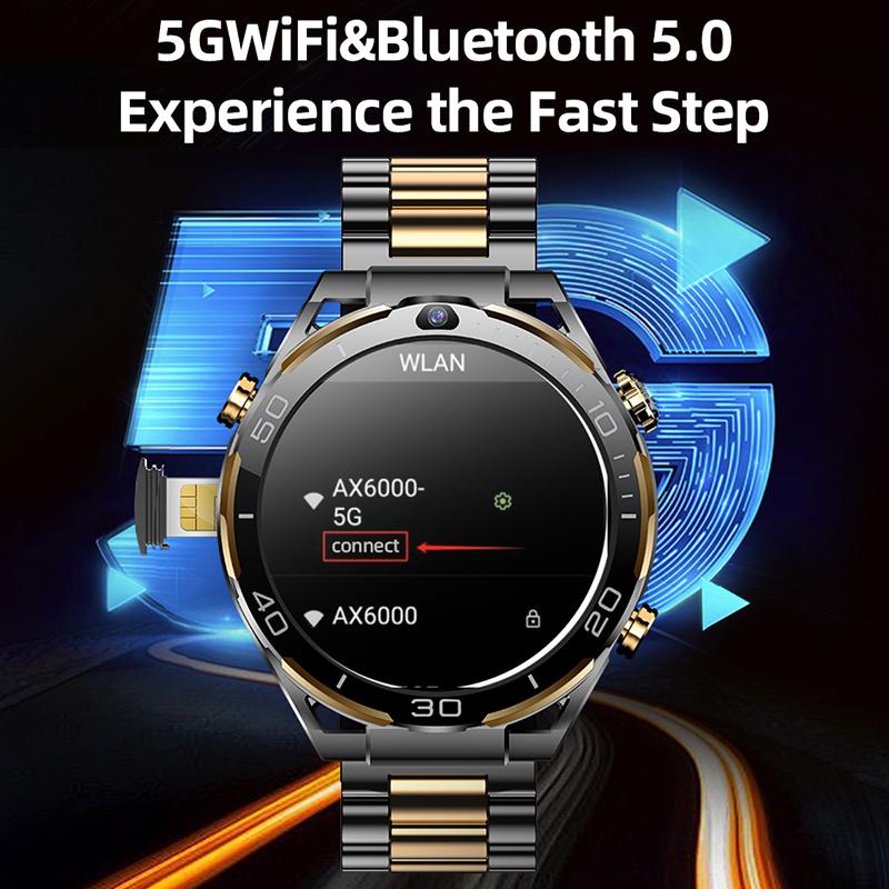Умные часы 5G Wifi DDR4 6+128G GPS SIM-карта Умные часы 4G телефон часы 1,5-дюймовый AMOLED двойная камера 6G+128G память