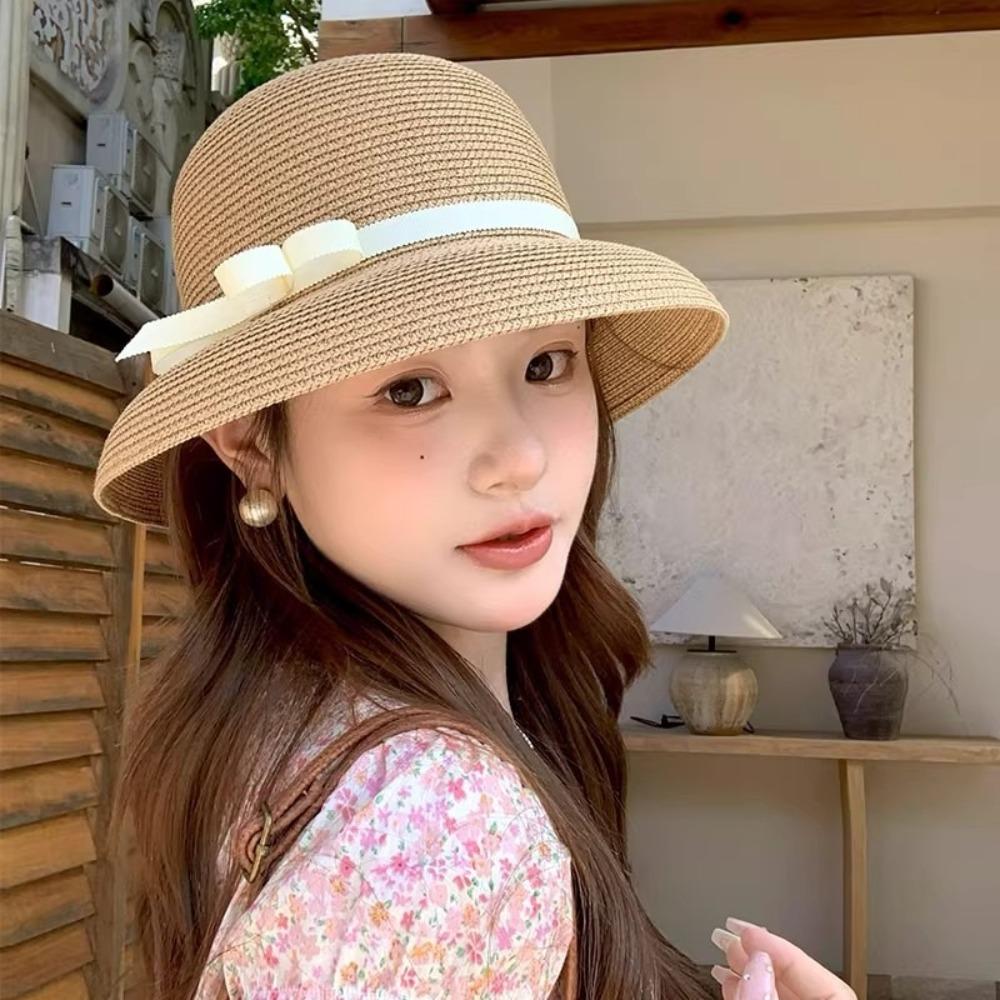 Пляжная плетеная кепка, французская шляпа-ведро, модная кепка с козырьком, для отдыха на природе