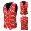 Mens Snowman  Christmas Fancy Vest Vintage Button Up Party Sleeveless Jacket