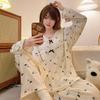Весна и осень новые женские японские пижамы домашняя одежда комплект для девочек-студентов облачный хлопок с длинными рукавами плюс размер пижамы домашняя одежда