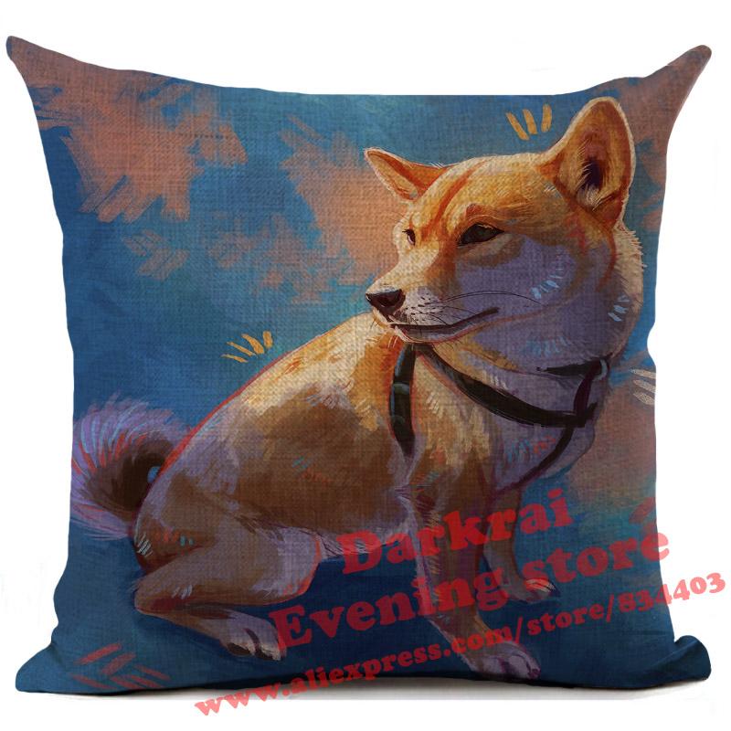 Doberman Greyhound Dachshund Corgi Dog Siberian Husky Linen Cushion Cover Living Room Sofa Throw Pillows Decorative Pillowcase