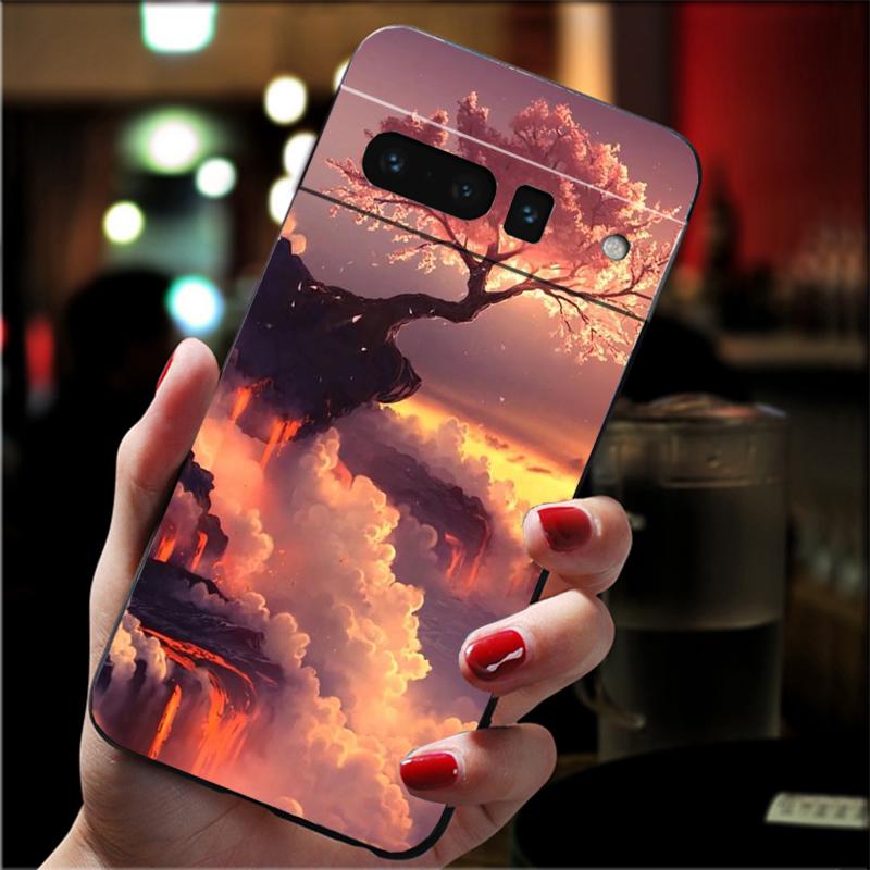 Phone Case For Google Pixel 10 Pro 9 Pro XL 9A 8 7 6 Pro Pixel 8A 7A 6A Pixel 8 7 6 5 Japan Sceneary Cherry Flower Mountain