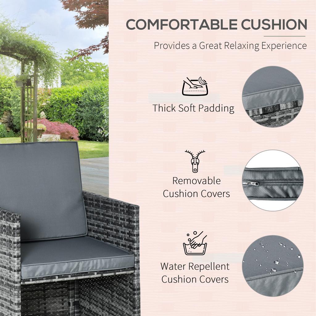 8-Seater Rattan Dining Set Garden Furniture Cushion Seat Woven Rattan Grey