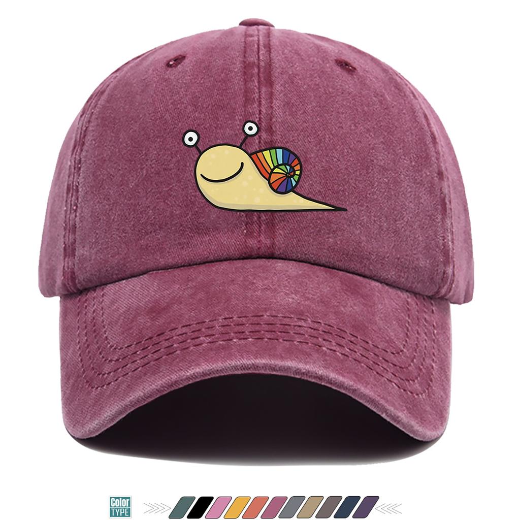 pc Rainbow Snail Cartoon Print Baseball Cap Cute and Fun Design Trendy Fashion Hat for Unisex and Women Adjustable Size Street