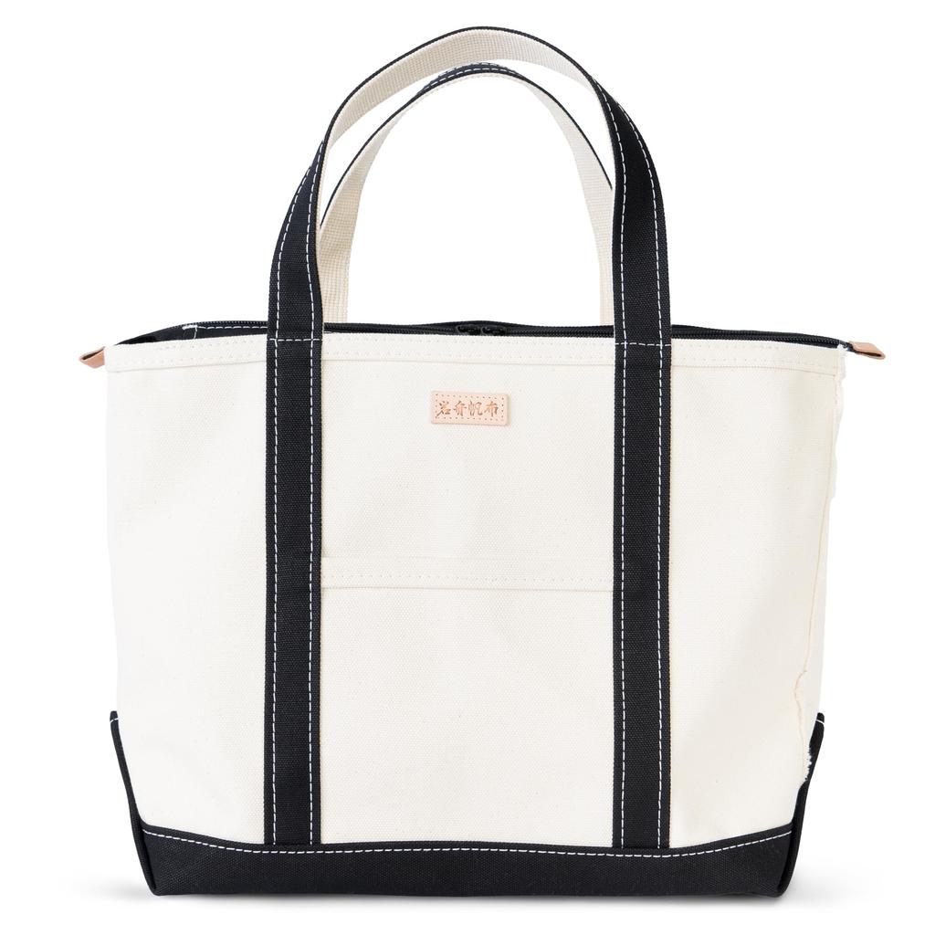 Сумка-тоут из холста Iwafune, сумка-тоут из холста с застежкой-молнией, большая вместимость, большая, отечественная, сделанная в Японии, базовая женская сумка-тоут Ship and Rock (черный)