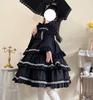 Lolita JSK Ruffle Dress Cosplay Jumper Skirt [Lady Lazy] (Black)