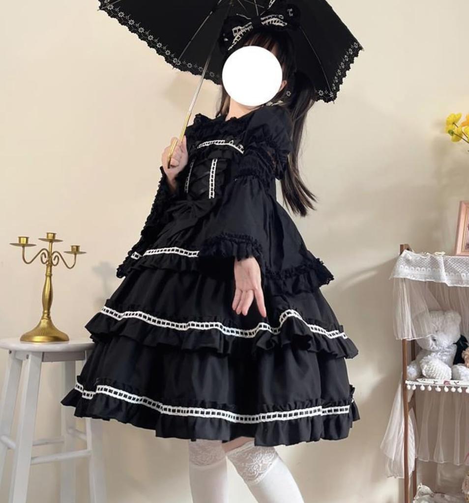 Lolita JSK Ruffle Dress Cosplay Jumper Skirt [Lady Lazy] (Black)