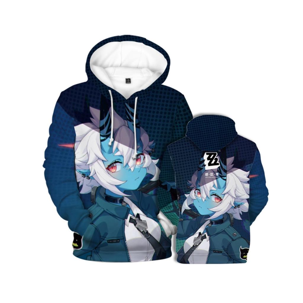 Game Cosplay Hoodie, 3D Printed Anime Sweatshirt, Autumn/Winter Men's Fleece-Lined Thick Long-Sleeved Pullover, Y2K Style Jacket