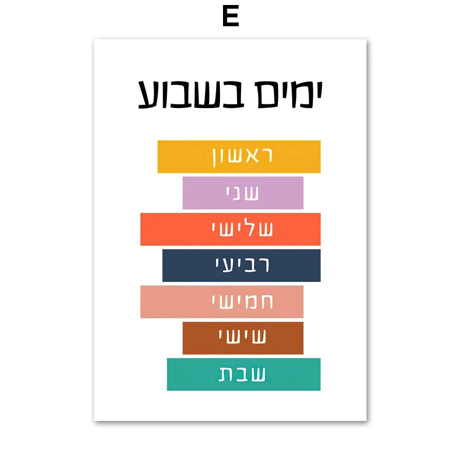 Еврейские цифры, буквы, планеты, образование, настенное искусство, холст, картина, детский плакат и принты, настенная картина для декора комнаты для девочек