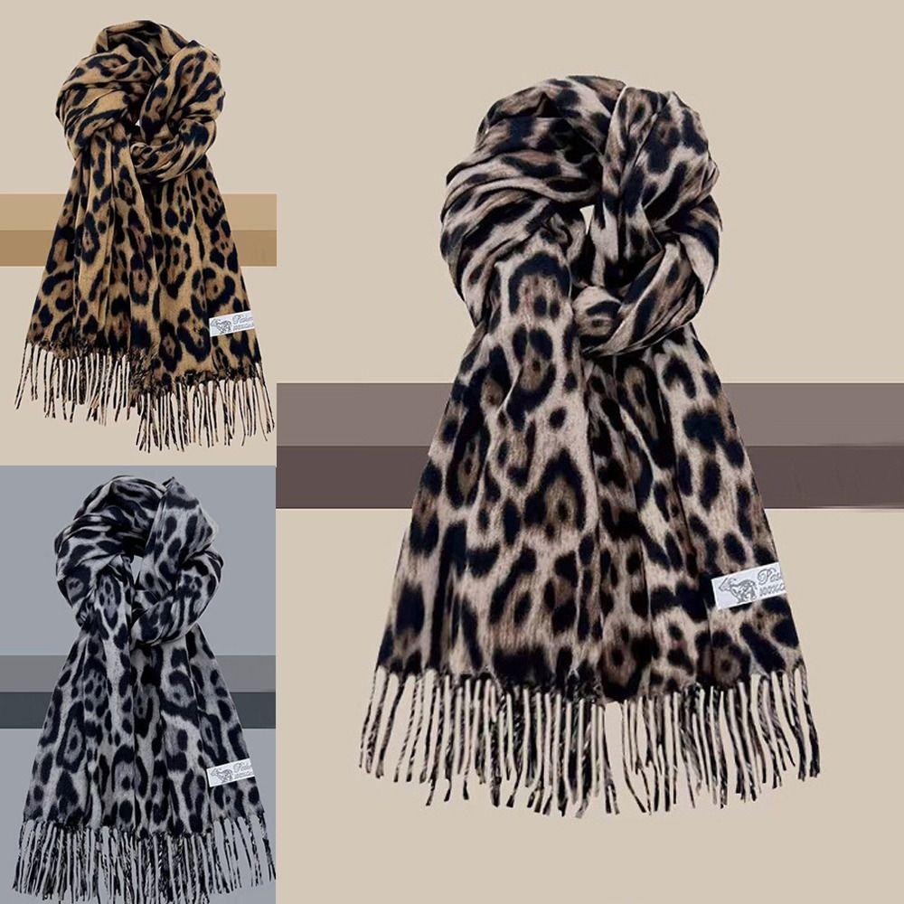 Windproof Tassels Shawl Leopard Lady Scarves Wraps Fashion Winter Warm Scarf for Women Man