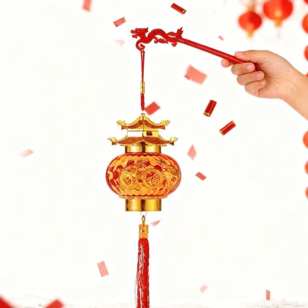 Фольгирование Рельеф Фонари Весеннего Фестиваля Светящиеся Ручной Работы Фонарь-Пагода с Кисточкой Китайский Стиль Подвесные Красные Фонари