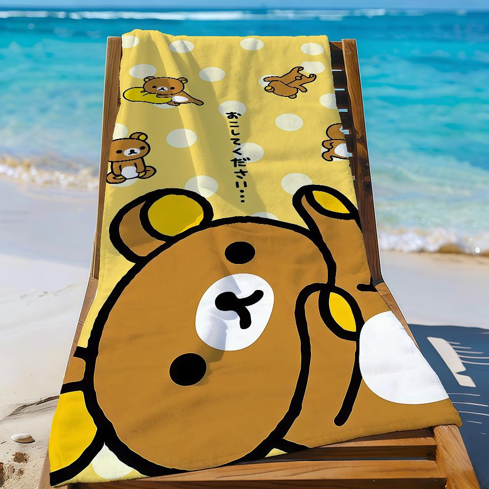 Мультяшный R-Rilakkuma милый каваи Полотенце Быстросохнущие Пляжные полотенца подходят для бассейнов, кемпинга, йоги и спортзала