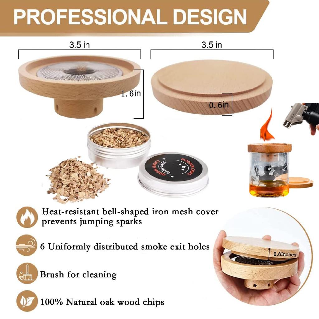 Набор для копчения виски с древесной щепой - 5 вкусов Копчение напитков в стиле Old Fashioned Инфузор для коктейлей Подарки на день рождения Бурбон Бар Кухня