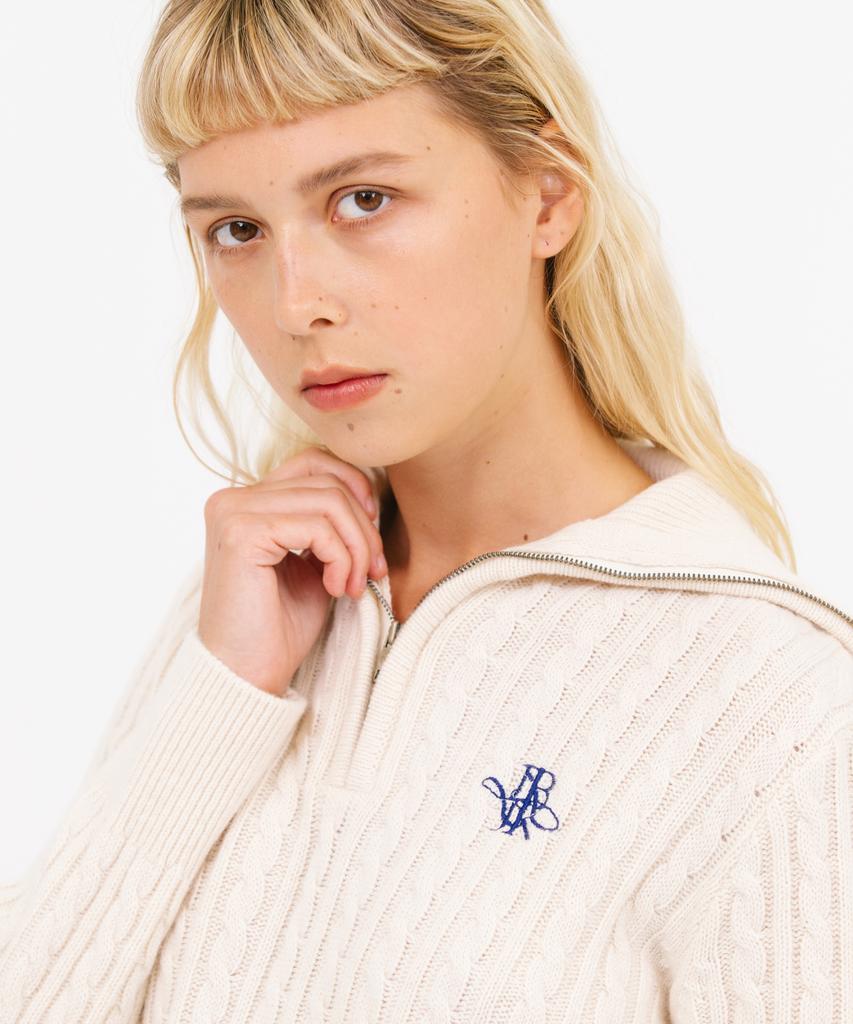 JUN BY JUN K Jk Half Zip Cable Knit_Cream