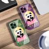 Чехол для телефона из закаленного стекла Сидящая панда лотос для iPhone 16 Pro Max 15 Pro 14 13 12 Mini 11 XS Max XR 7 8 Plus SE 2022