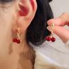 Серьги Красные стеклянные серьги-гвоздики Cherry Femininity Универсальные серьги-гвоздики Ins Style Premium