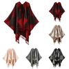 Ladies' Fashionable Single-color Fringed Slit Shawl, Double-sided Three-dimensional Wavy Warm Imitation Cashmere Scarf, Cloak Cardigan