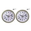 62KD Mini Clock Insert 65mm Round Movement White Face with Gold or Silver Trim Easy To Read Arabic/Optional Numerals