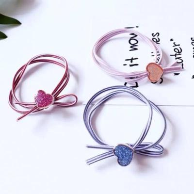Модные девушки однотонные двухслойные завязанные в форме сердца веревки для волос украшения головы аксессуары креативные подарки на день рождения