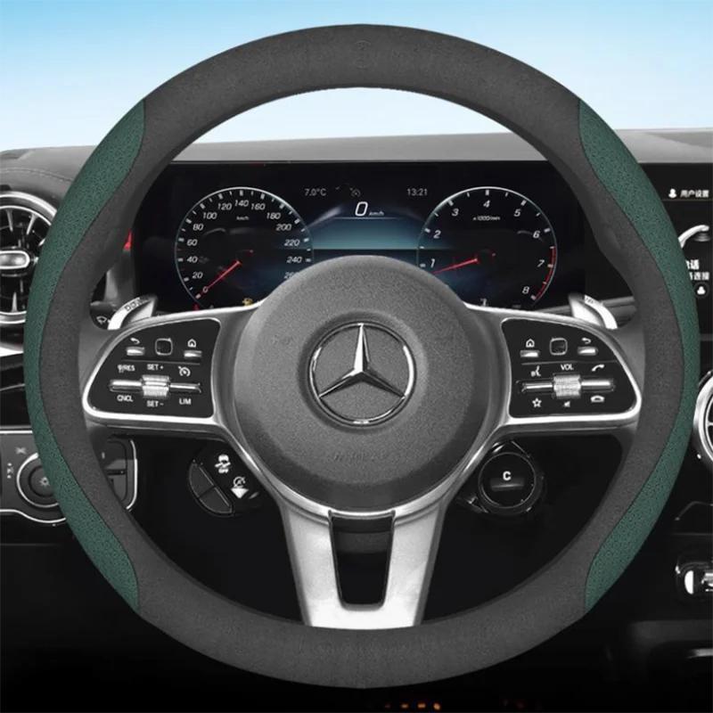 CQM1 Leather Car Steering Wheel Cover for Mercedes Benz E53 E63 S580e S680 CLA250 CLA35 CLA45 CLE53 GT53 GT63 GT55 A35 Accessories