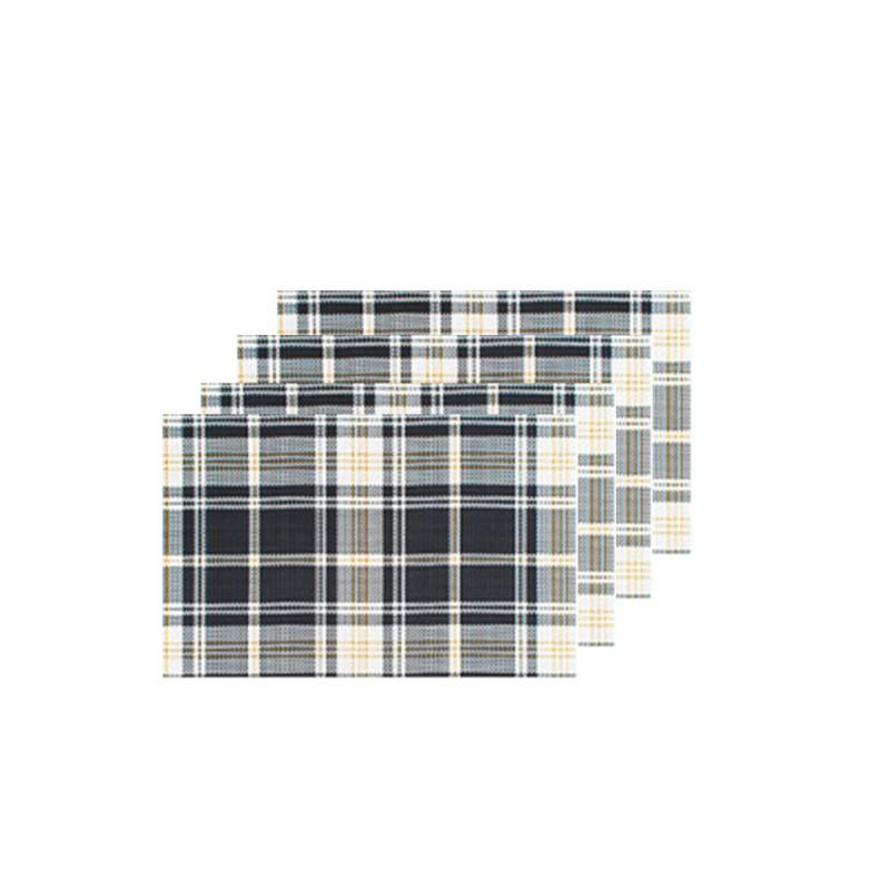 4pcs/set Plaid Placemats Set 45x30cm PVC Non-Slip Heat Insulating Table Mats Rectangular Table Mats Coasters Desktop Decoration