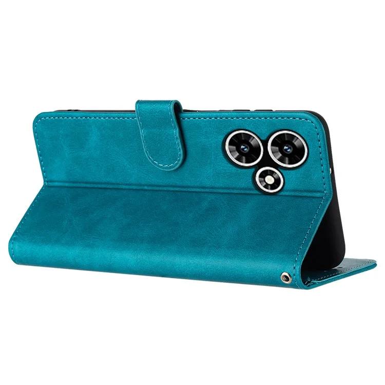 For Infinix Hot 30 Case Leather Wallet Magnetic Clasp Smartphone Cover with Strap - Green