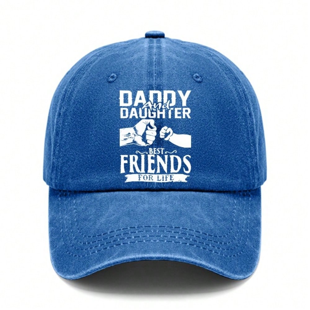 [Dad Hat] "DADDY DAUGHTER BEST FRIENDS FOR LIFE" Print Polyester Adjustable Baseball Cap Unisex Casual Daily Wear Hat