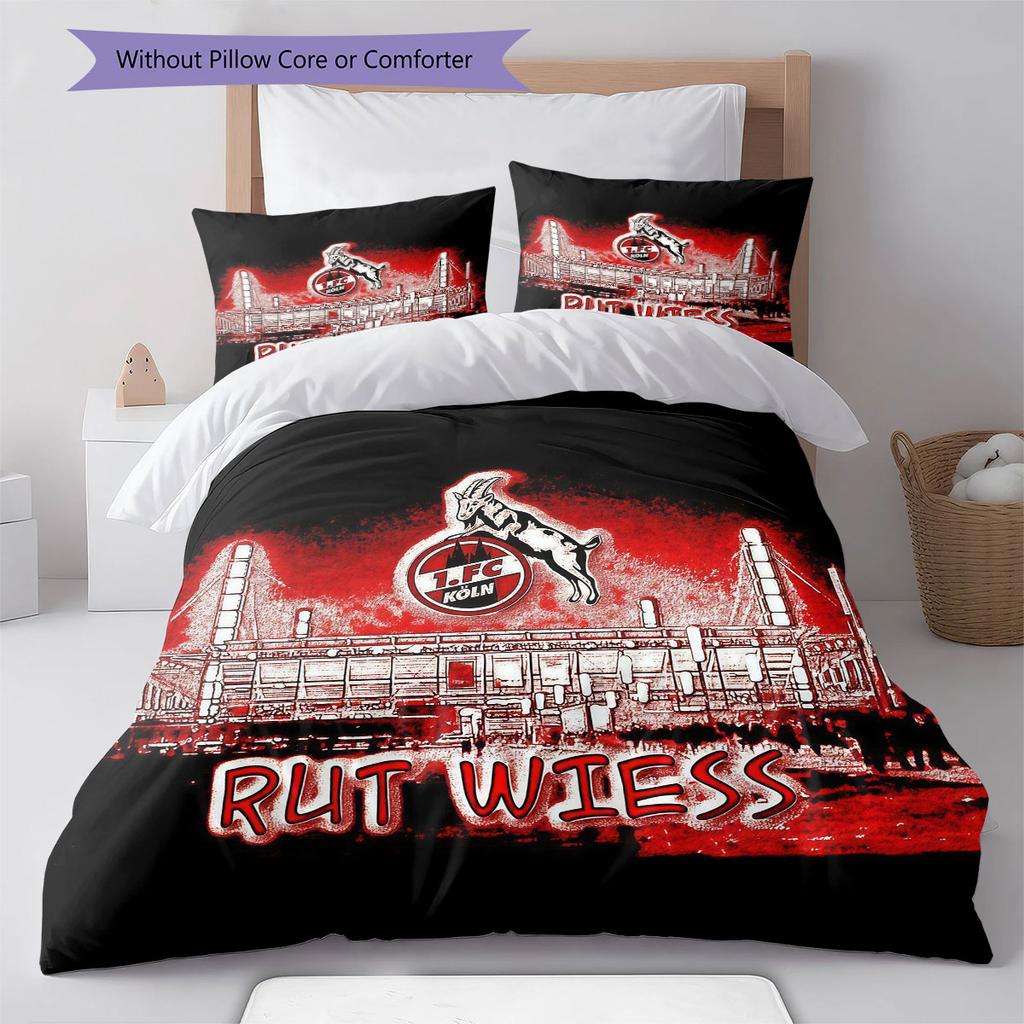 FC Köln Logo Pattern Bedding Home Decoration Birthday Gift ( 1 duvet cover + 2 pillowcase, without core),fan merchandise.