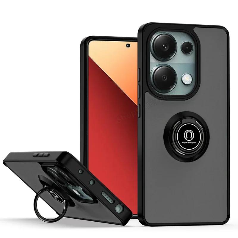 Магнитный матовый чехол-держатель для кольца для Redmi Xiaomi 14T 12T Note 12 13 Ultra Pro Plus 14 13C 14C X6 4 5G Deluxe противоударный чехол