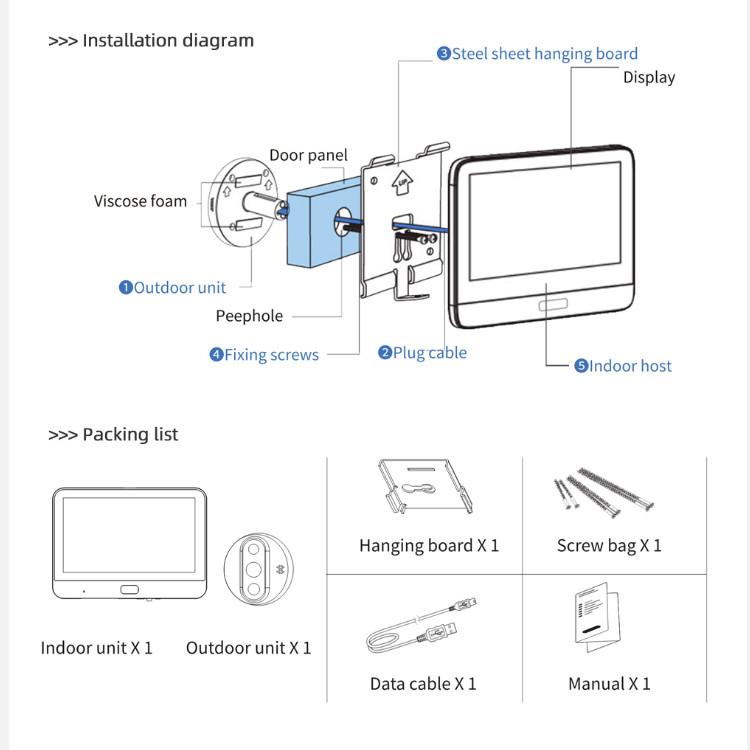 Умный дверной звонок 720P видео Wi-Fi камера-глазок Viwer умный дверной звонок набор мониторинга видео ночного видения EyeAA