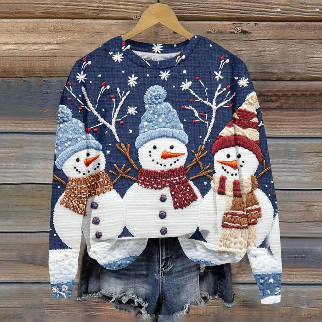 Женский рождественский спортивный худи с длинными рукавами и круглым вырезом