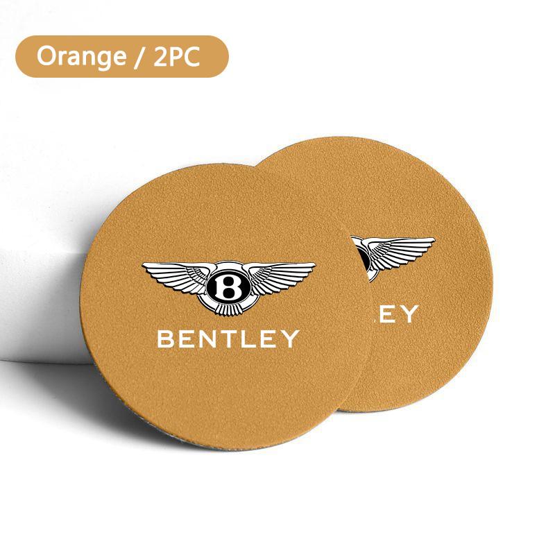 2Pcs Suede Leather Car Water Cup Mat Coaster Pad For New Bentley Flying Spur Continental GT Bentayga Mulsanne Interior Accessory CL3