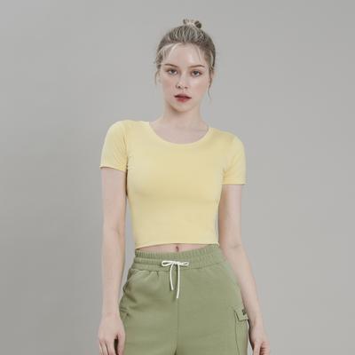 [Swt24033-08] Zero All Day Crop T-Shirt Light Yellow