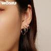 WOSTU Серьги-кольца геометрические большие из стерлингового серебра 925 пробы для женщин Европейские простые statement украшения Свадебный подарок