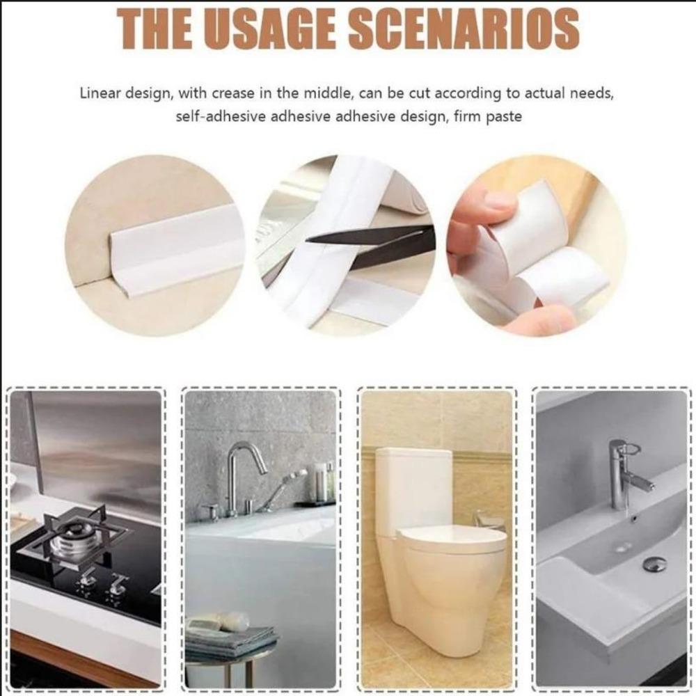 1 Roll of Waterproof and Mold Proof Toilet Sealing Strip, Kitchen Bathroom Self-adhesive Sealing Tape, Bathroom Waterproof Tape