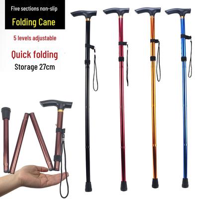 Складная трость для ходьбы из алюминиевого сплава - Противоскользящая, Регулируемая 5-секционная для использования пожилыми людьми
