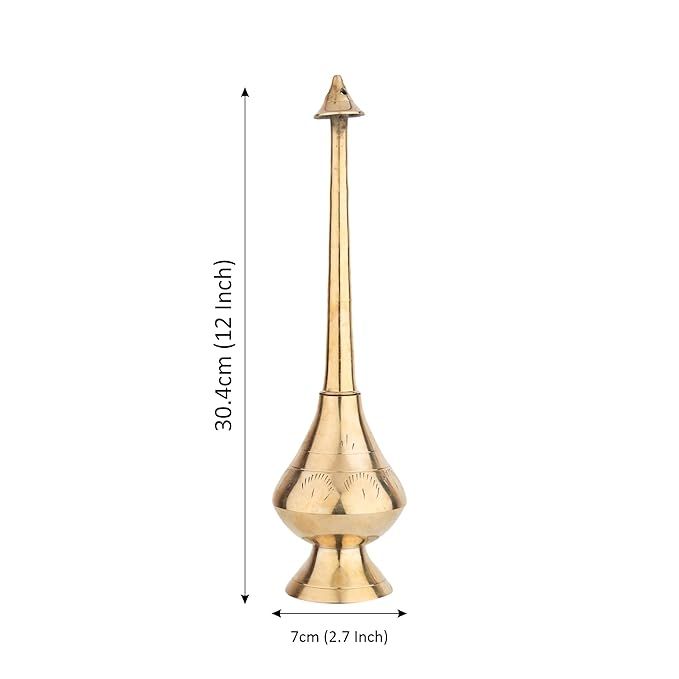 Brass Gulab Pash Bottle for Gangajal, Gulab Dani Bottle for Pooja Decorative Showpiece