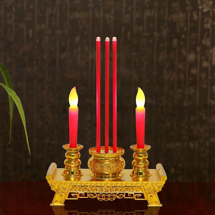 21,5 см Электрическая Таиланд Будда благовония горелка Красная вспышка LED Китайский фестиваль Освещение Декоры 2AAA Беспламенная свеча Ночник